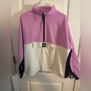 DKNY Pink and White Colorblock Sweatshirt